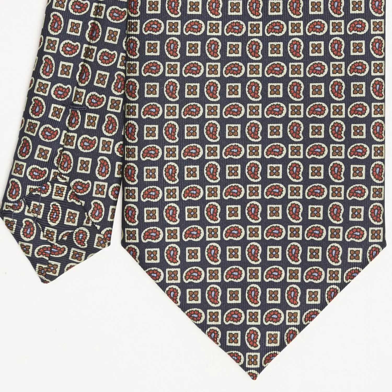Dark Blue Extra Long Sartorial Silk Tie - Paisley Pattern>E.Marinella Hot