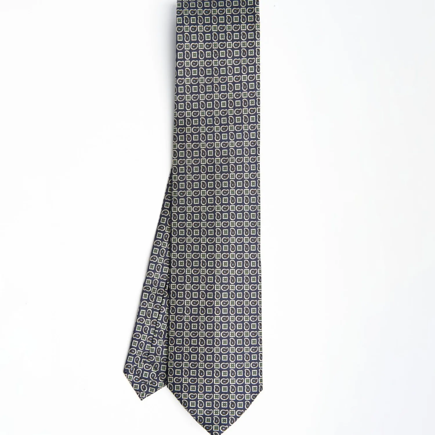 Dark Blue Extra Long Sartorial Silk Tie - Paisley Pattern>E.Marinella Shop