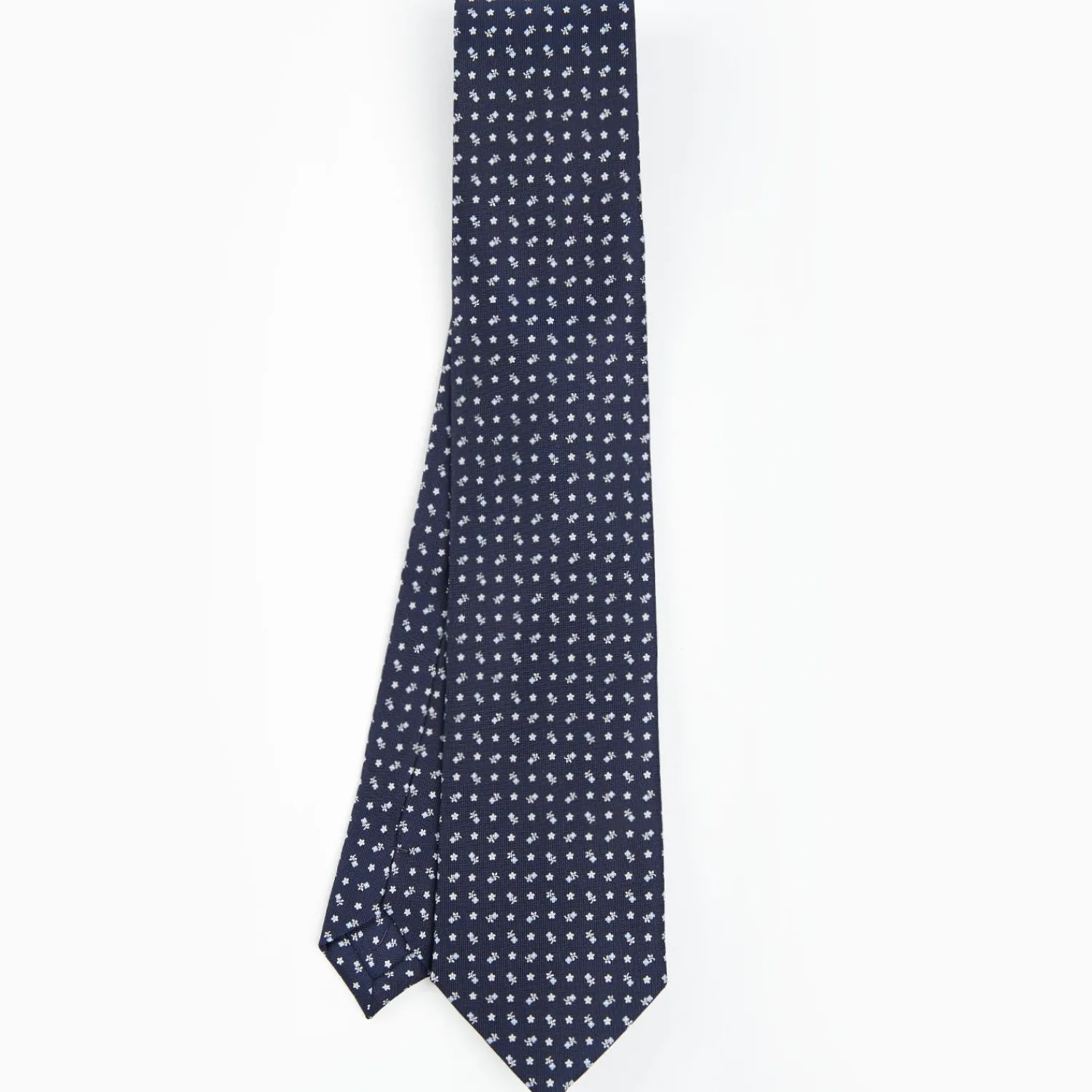 Dark Blue Extra Long Sartorial Silk Tie - Small Flower Pattern>E.Marinella Best Sale