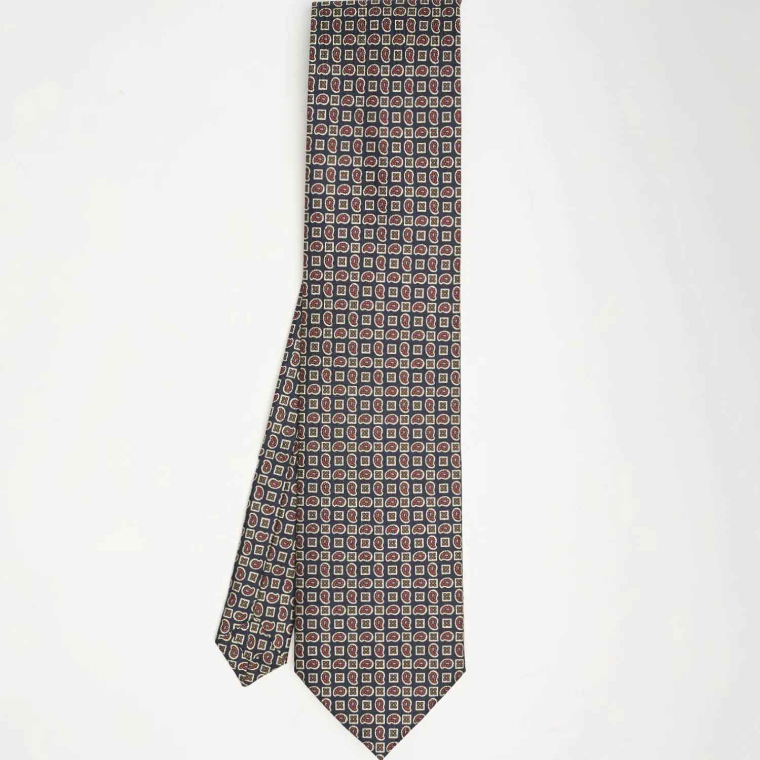 Dark Blue Extra Long Sartorial Silk Tie - Paisley Pattern>E.Marinella Hot