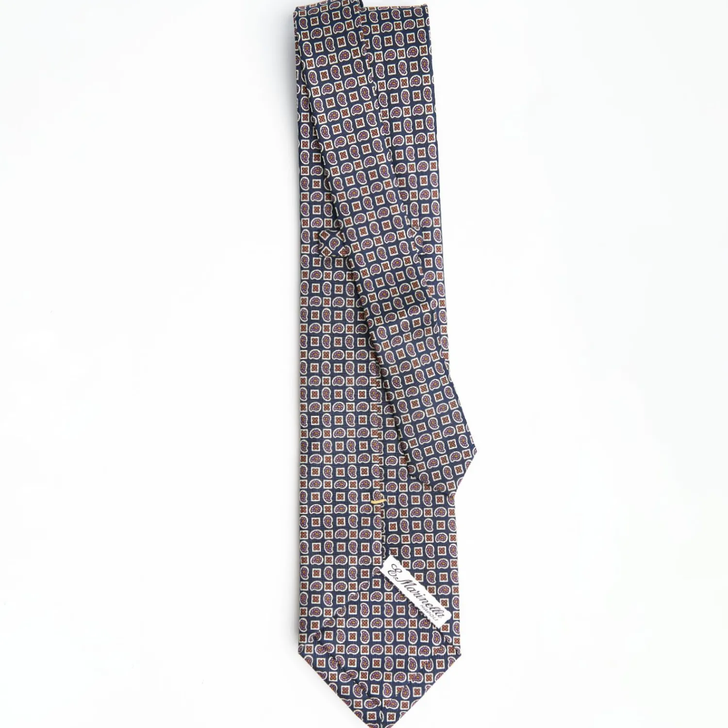 Dark Blue Extra Long Sartorial Silk Tie - Paisley Pattern>E.Marinella Cheap