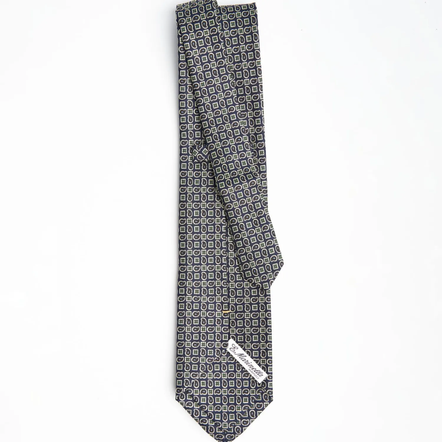 Dark Blue Extra Long Sartorial Silk Tie - Paisley Pattern>E.Marinella Shop