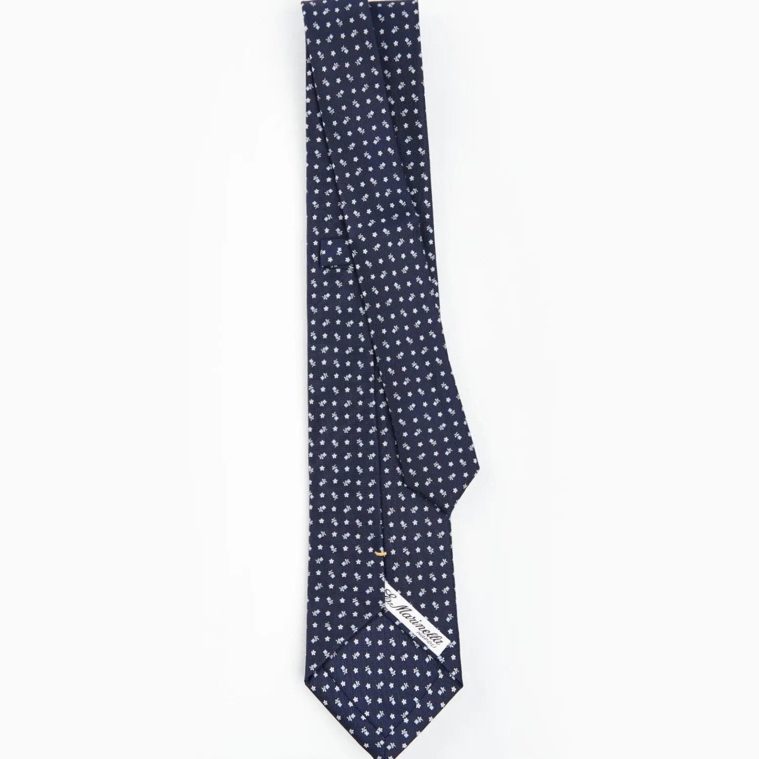 Dark Blue Extra Long Sartorial Silk Tie - Small Flower Pattern>E.Marinella Best Sale