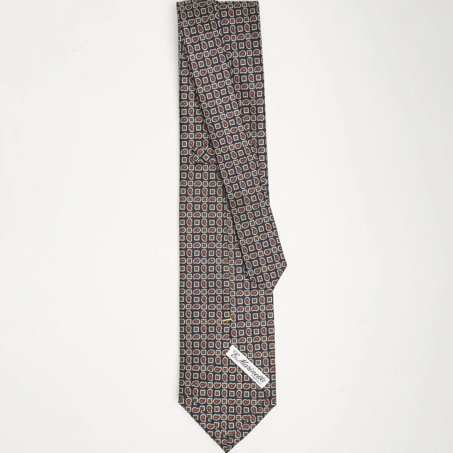 Dark Blue Extra Long Sartorial Silk Tie - Paisley Pattern>E.Marinella Hot