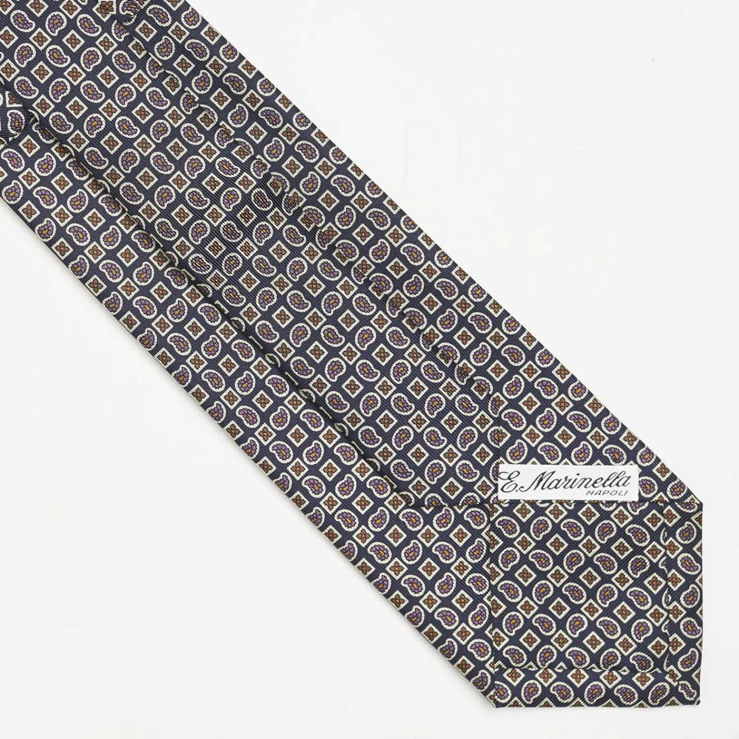 Dark Blue Extra Long Sartorial Silk Tie Paisley Pattern>E.Marinella Outlet