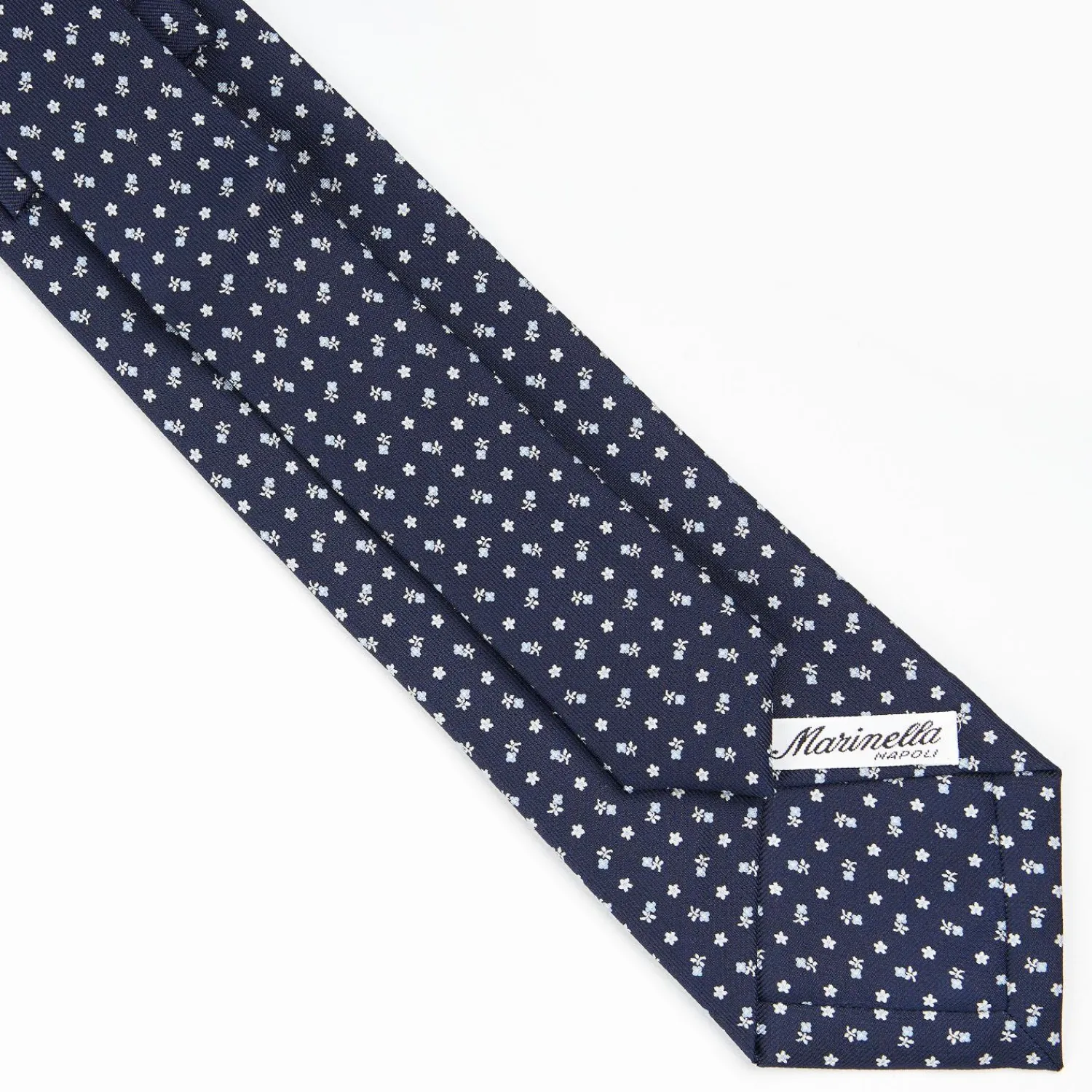 Dark Blue Extra Long Sartorial Silk Tie - Small Flower Pattern>E.Marinella Best Sale