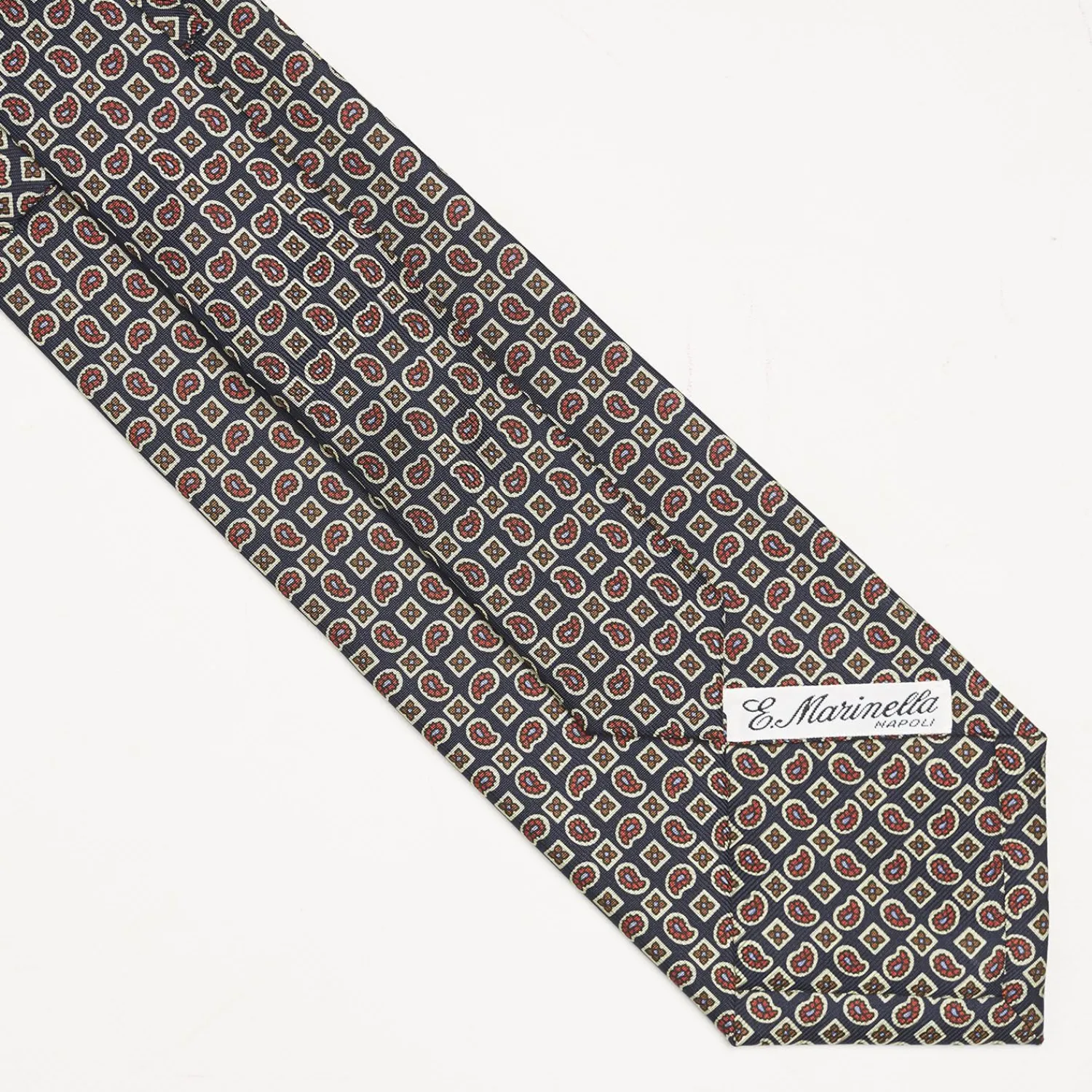 Dark Blue Extra Long Sartorial Silk Tie - Paisley Pattern>E.Marinella Hot
