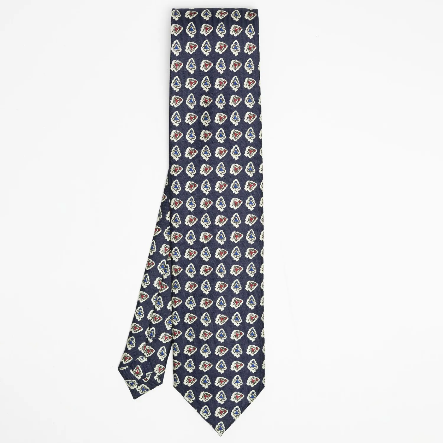 Dark Blue Heritage Collection Silk Tie - Large Flower Pattern>E.Marinella Online