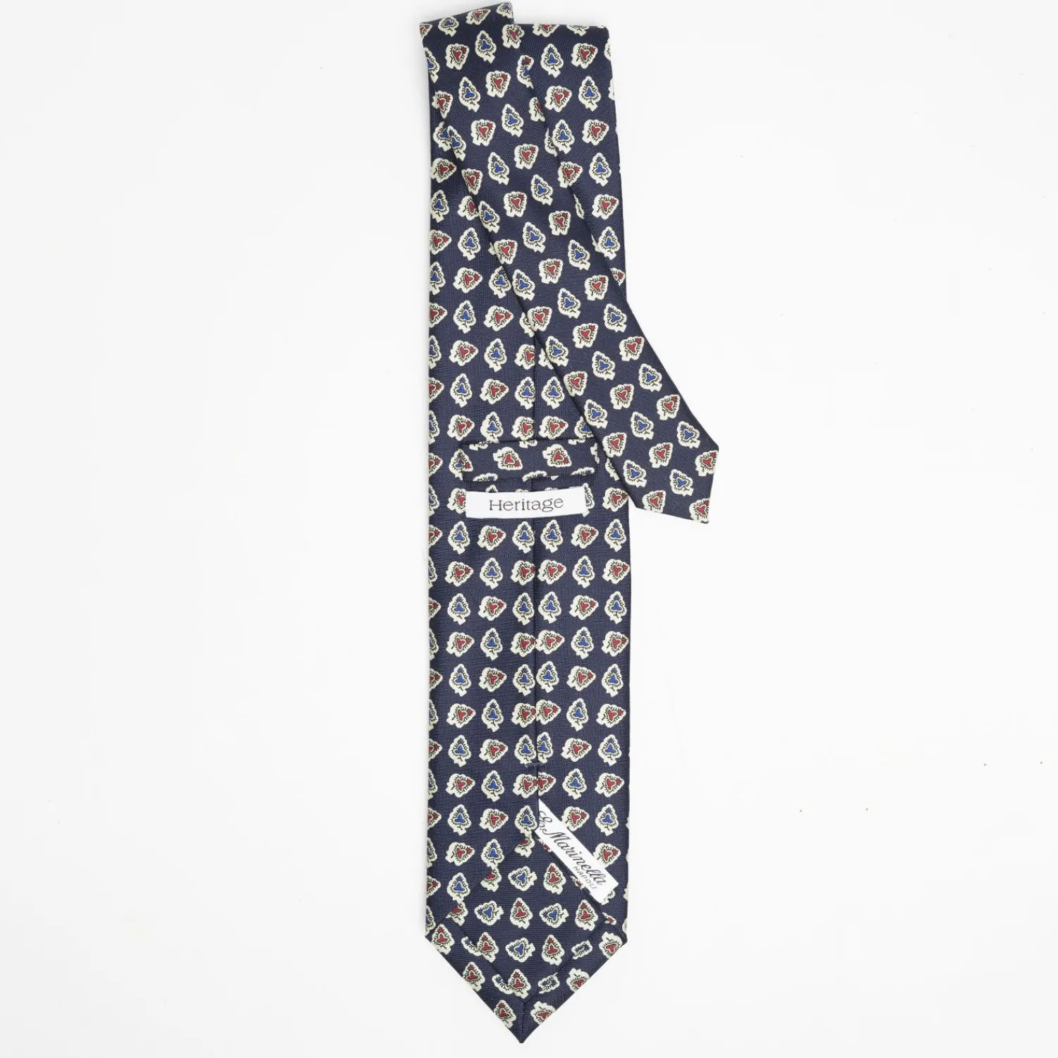 Dark Blue Heritage Collection Silk Tie - Large Flower Pattern>E.Marinella Online