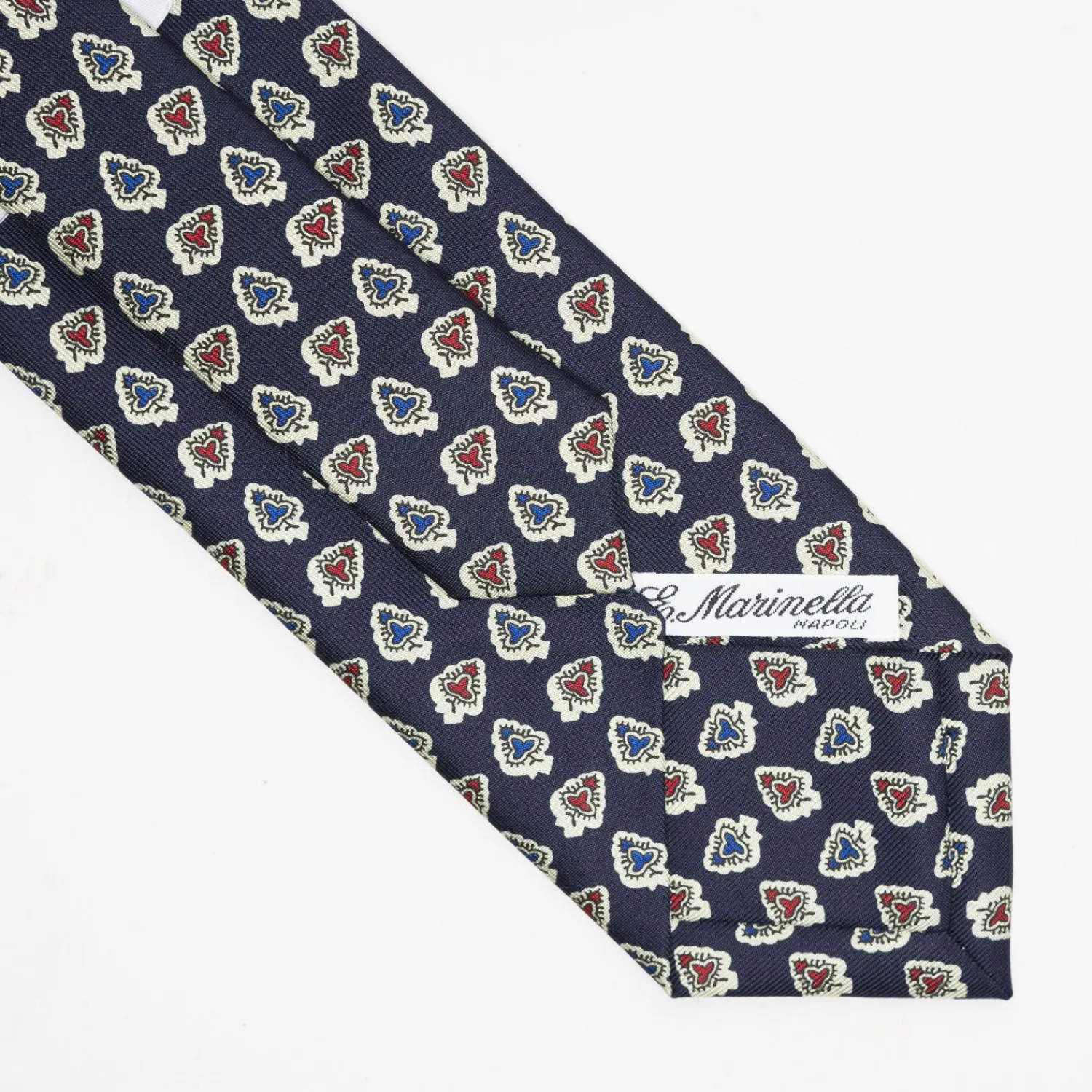 Dark Blue Heritage Collection Silk Tie - Large Flower Pattern>E.Marinella Online