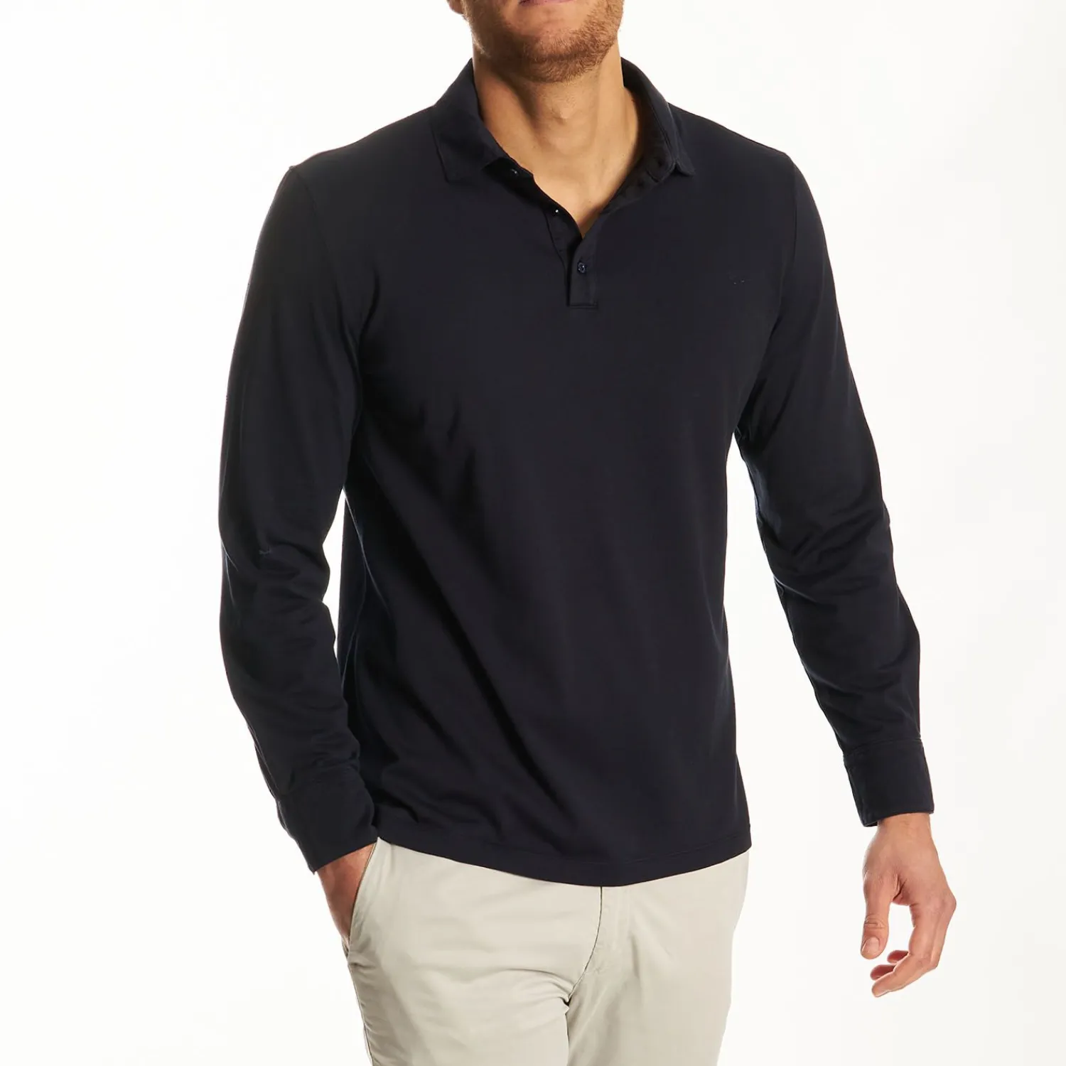 Dark Blue Jersey Long Sleeve Polo Shirt>E.Marinella Flash Sale