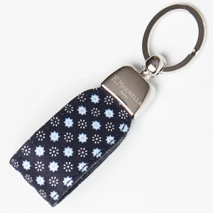Dark Blue Keyfob In Silk And Leather>E.Marinella Outlet