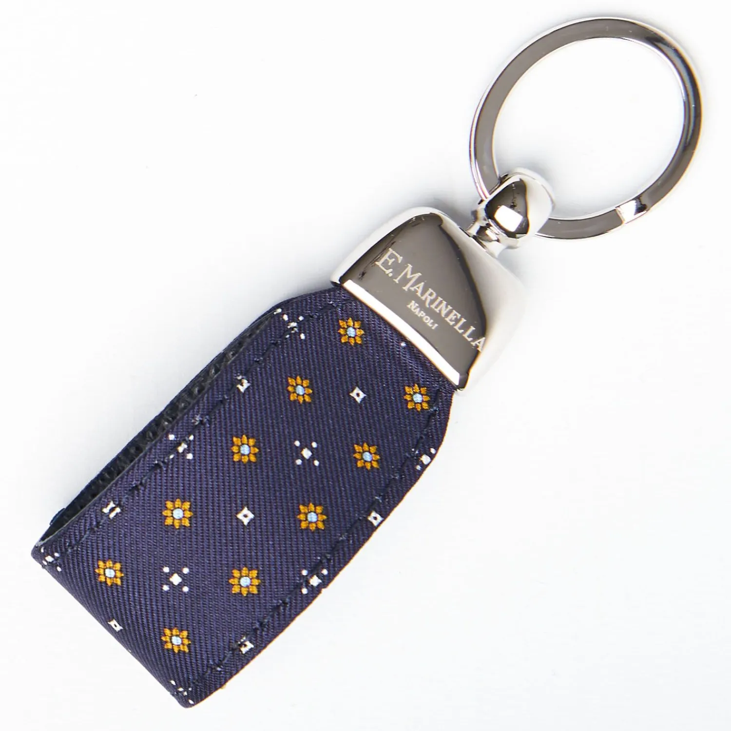 Dark Blue Keyfob In Silk And Leather>E.Marinella Fashion