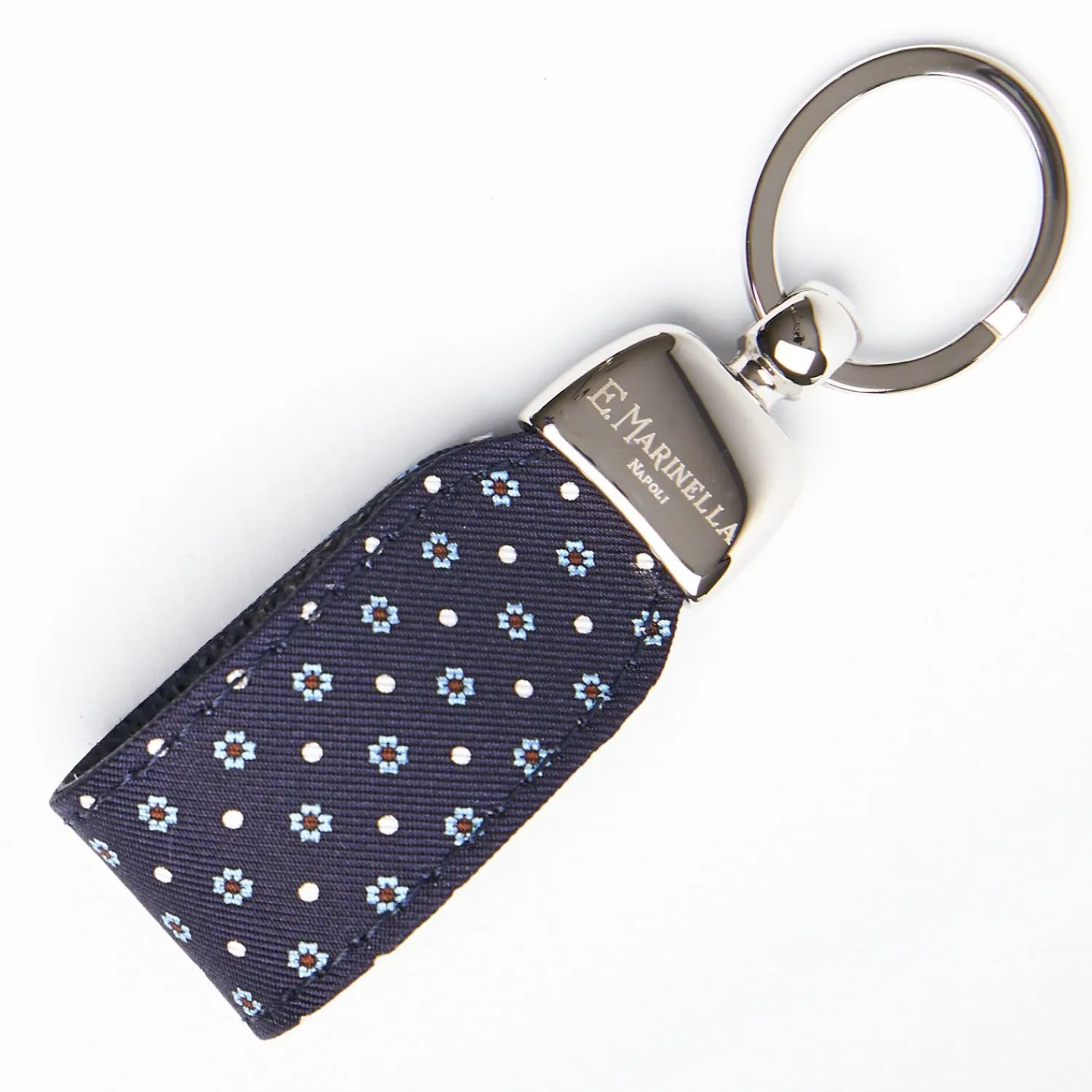 Dark Blue Keyfob In Silk And Leather>E.Marinella Flash Sale