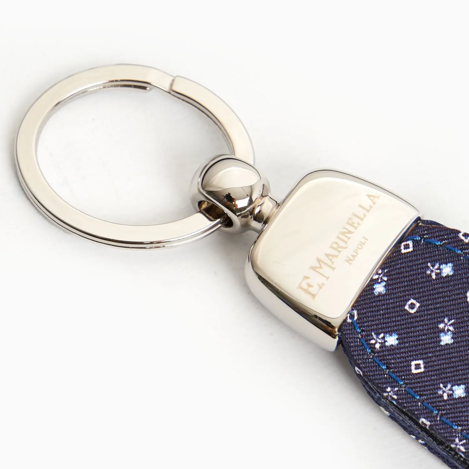 Dark Blue Keyfob In Silk And Leather>E.Marinella Fashion