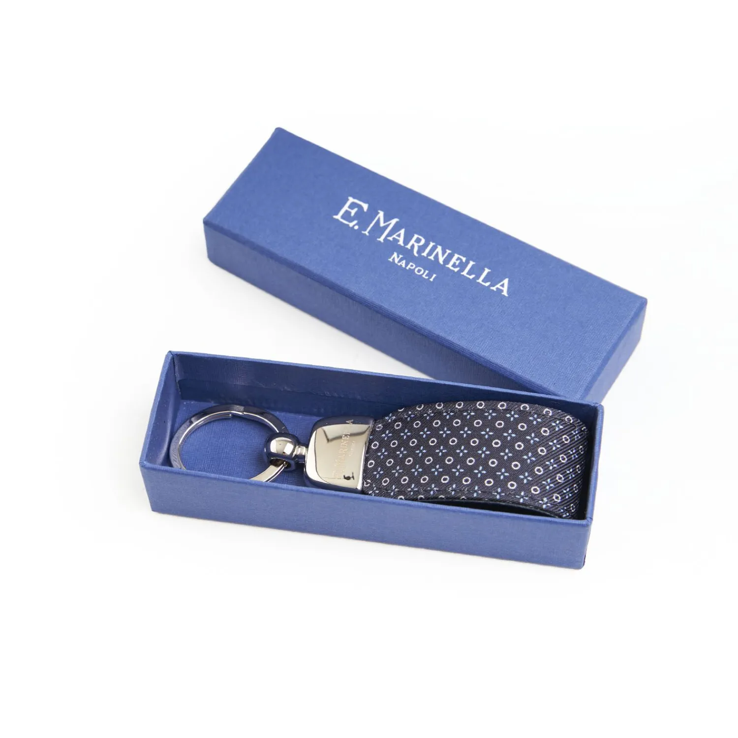 Dark Blue Keyfob In Silk And Leather>E.Marinella Flash Sale