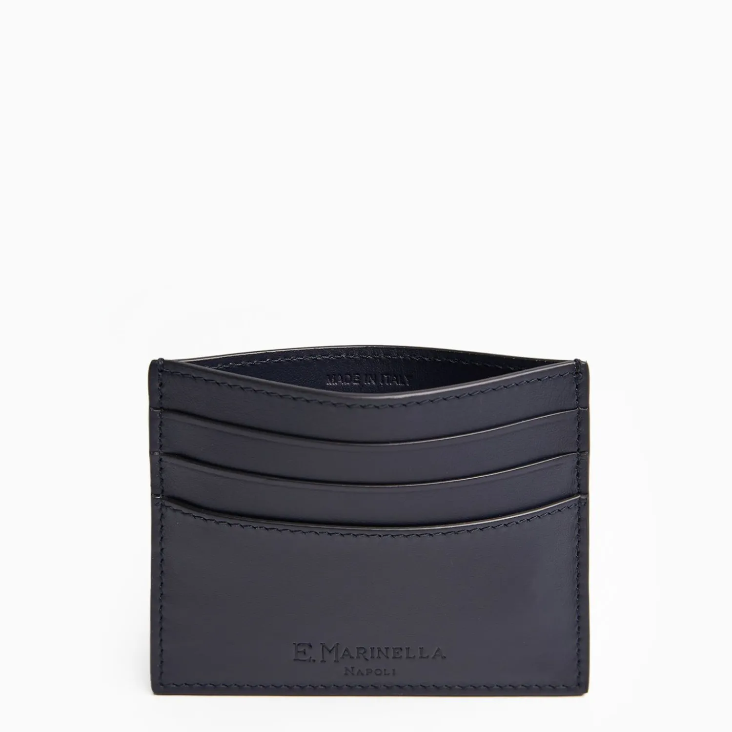 Dark Blue Leather Credit Card Holder - 7 Compartments>E.Marinella Outlet