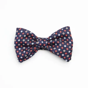 Dark Blue Pre-Knotted Silk Bowtie- Small Flower Pattern>E.Marinella Clearance