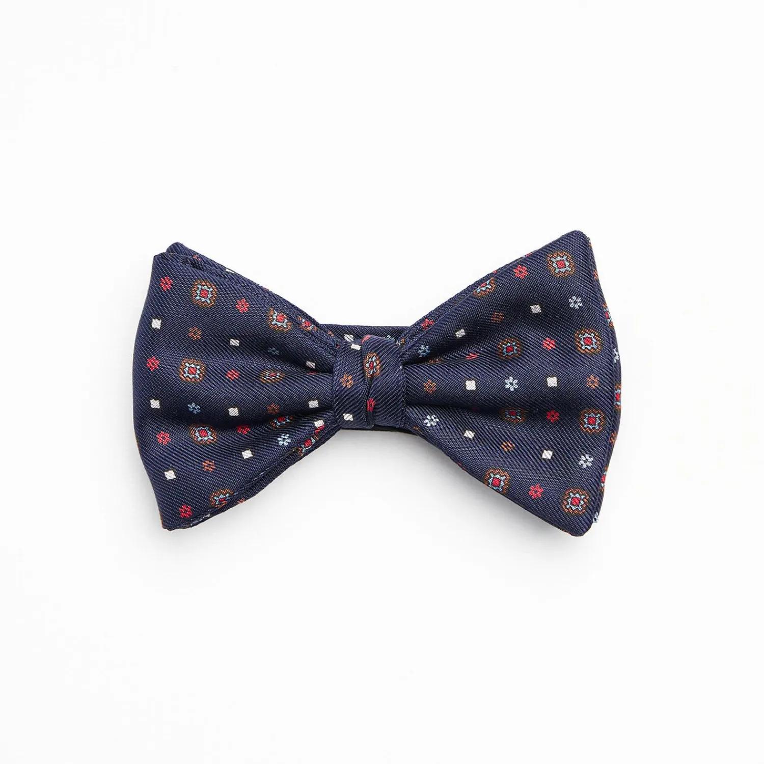 Dark Blue Pre-Knotted Silk Bowtie- Small Flower Pattern>E.Marinella Online