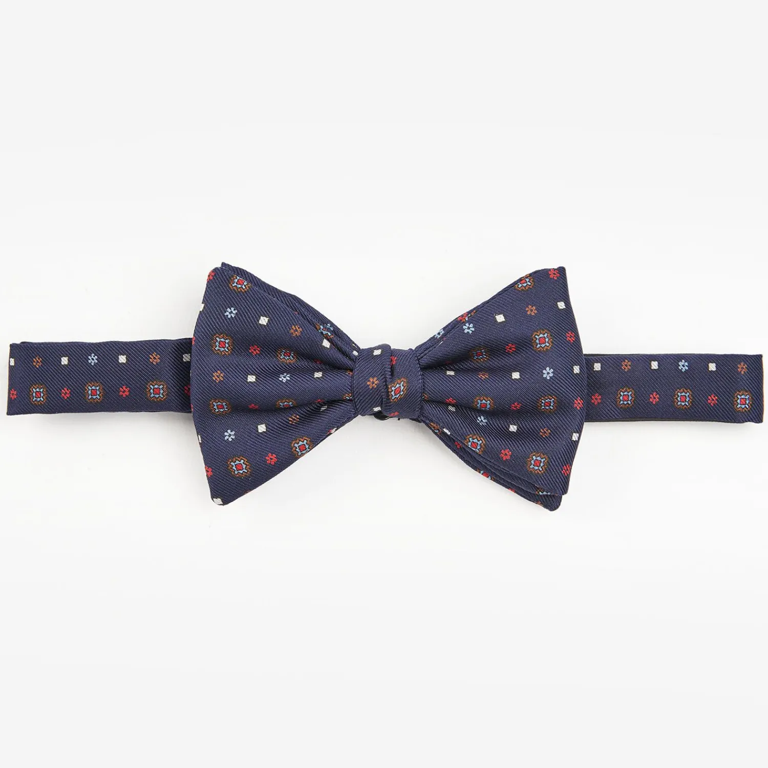 Dark Blue Pre-Knotted Silk Bowtie- Small Flower Pattern>E.Marinella Online