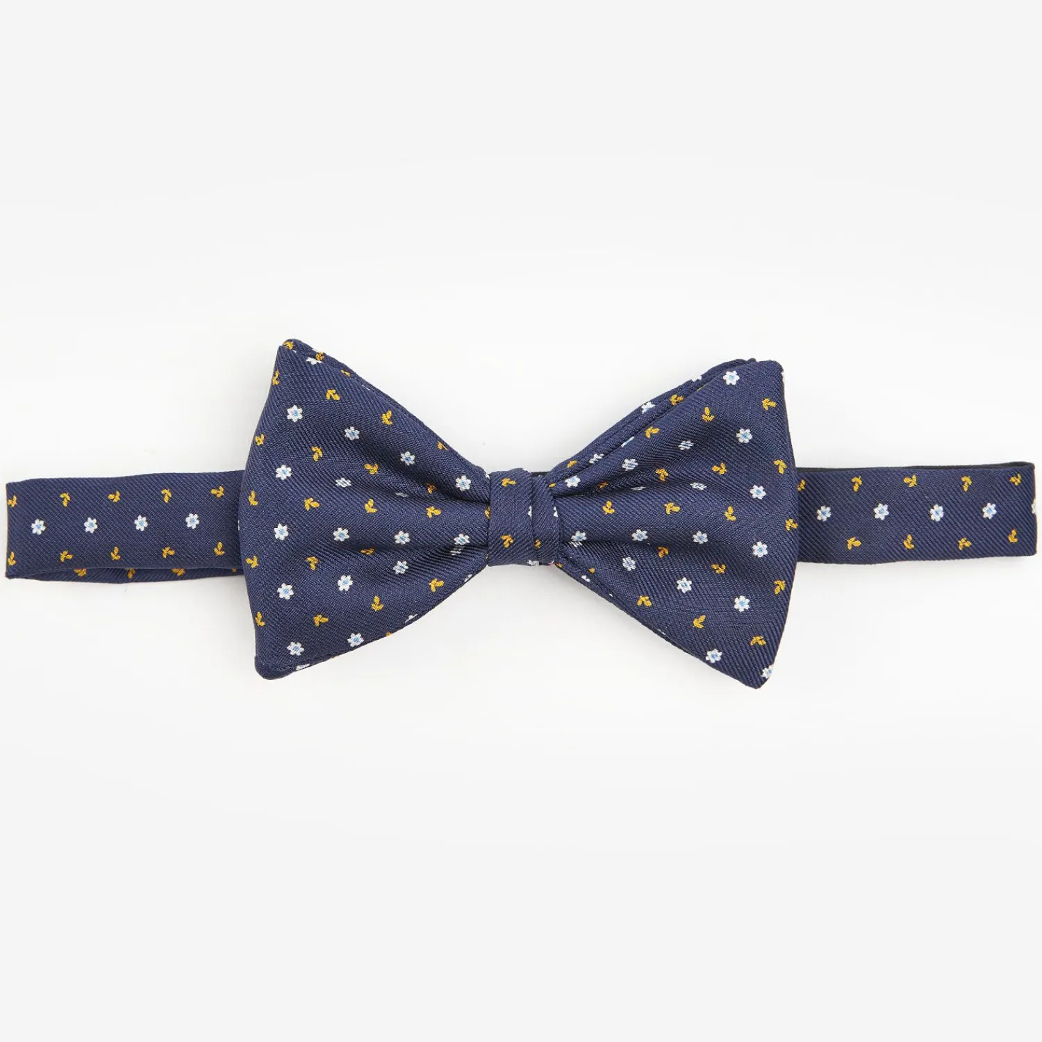 Dark Blue Pre-Knotted Silk Bowtie- Small Flower Pattern>E.Marinella Best Sale