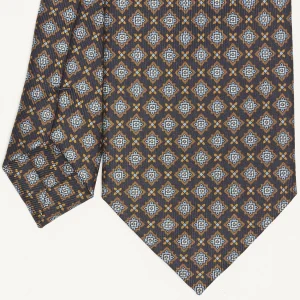 Dark Blue Sartorial Classic Silk Tie Large Flower Pattern>E.Marinella Sale