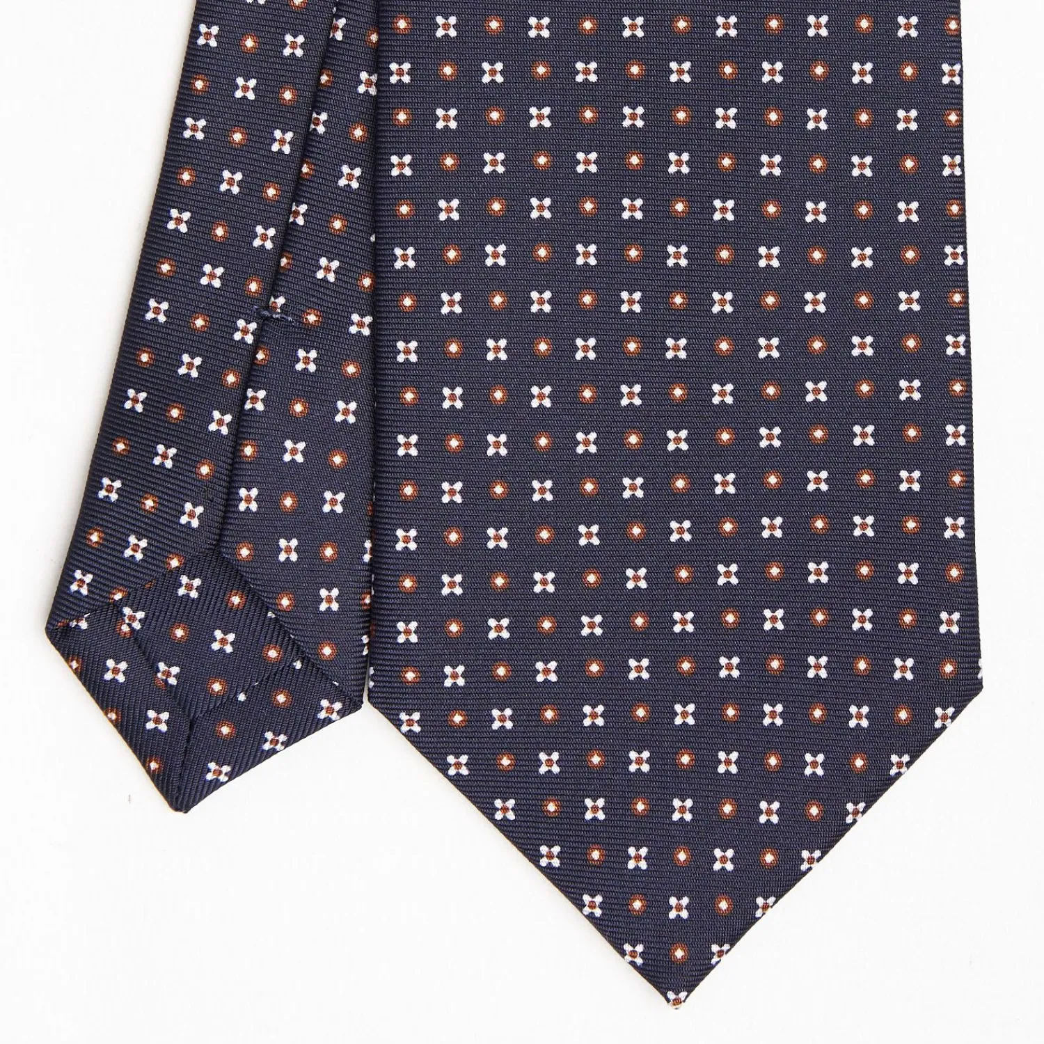 Dark Blue Sartorial Classic Silk Tie Small Flower Pattern>E.Marinella New