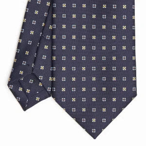 Dark Blue Sartorial Classic Silk Tie Small Flower Pattern>E.Marinella Sale