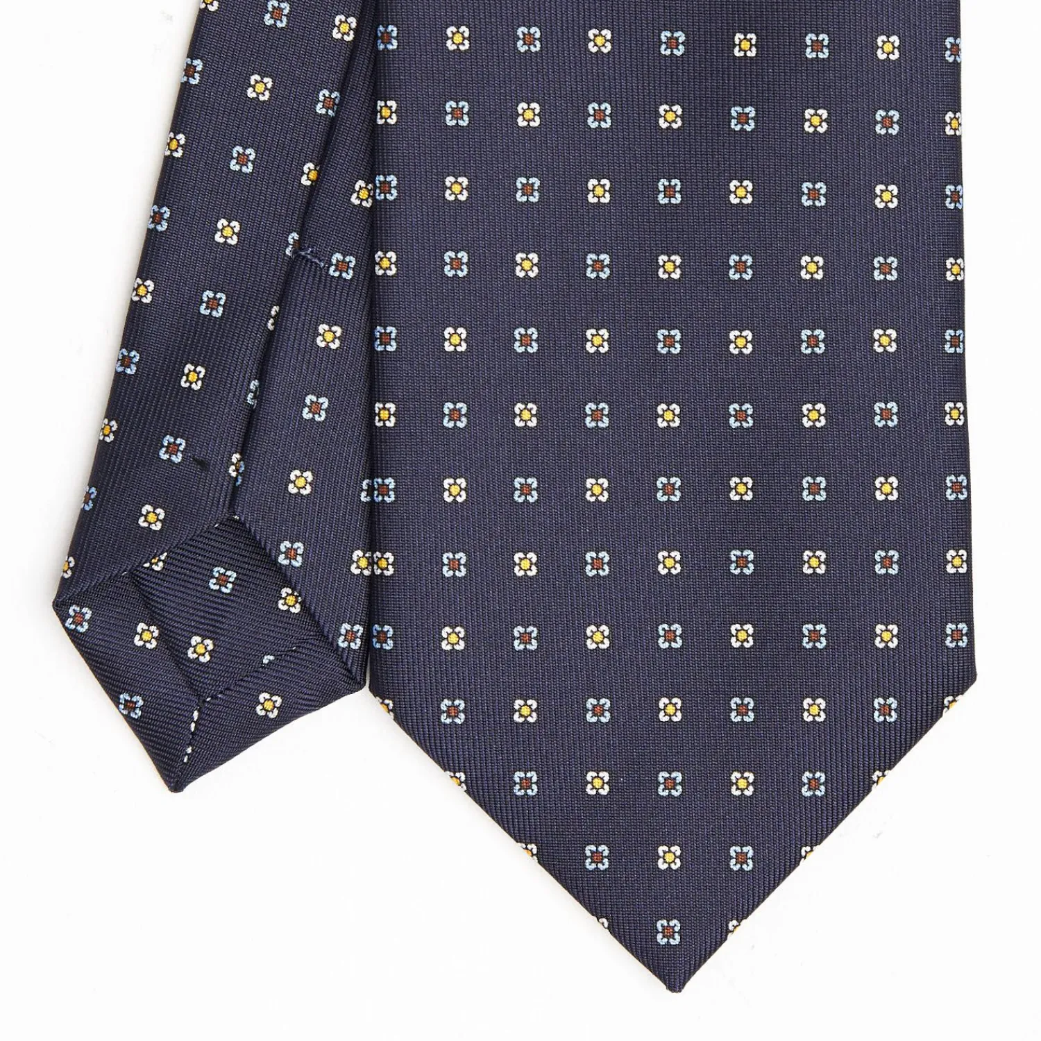 Dark Blue Sartorial Classic Silk Tie Small Flower Pattern>E.Marinella Sale