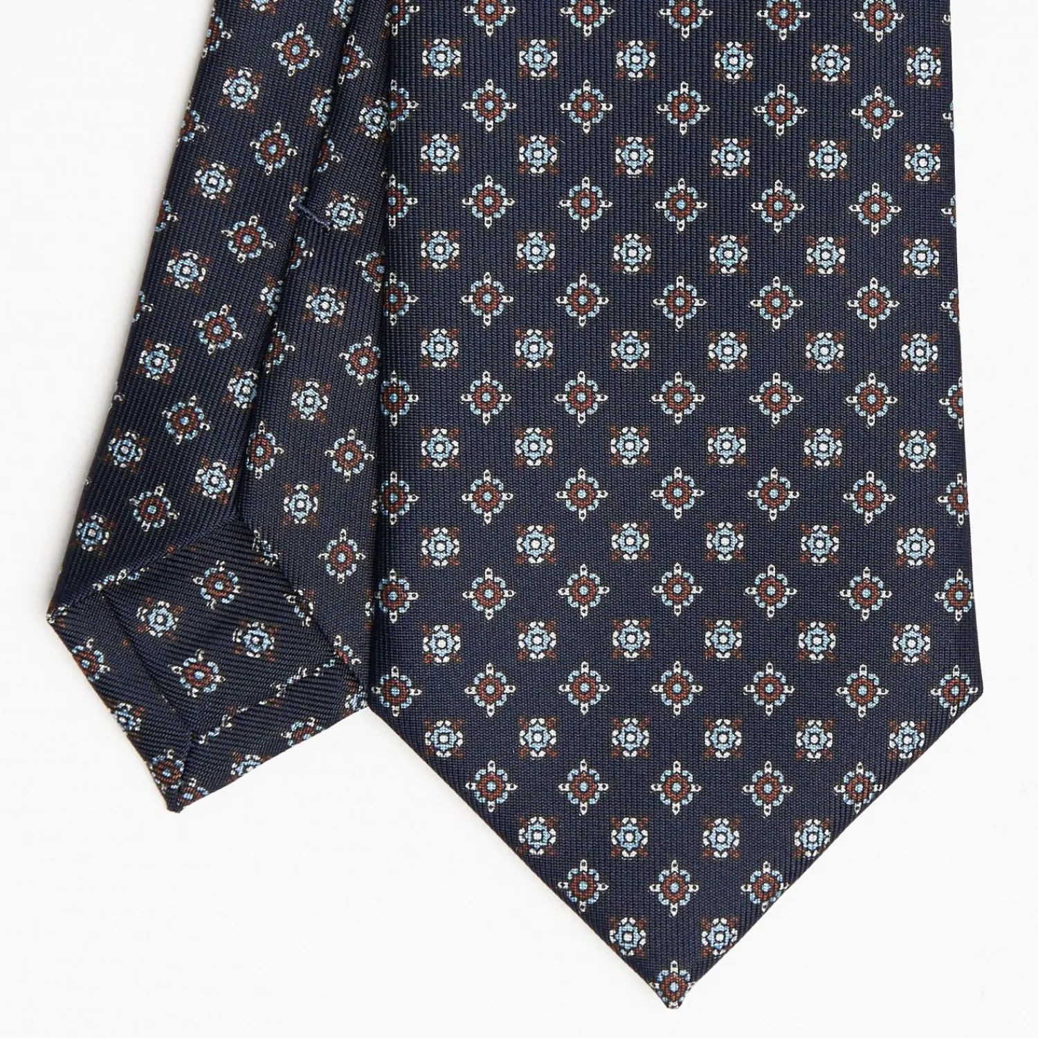 Dark Blue Sartorial Classic Silk Tie Large Flower Pattern>E.Marinella Best