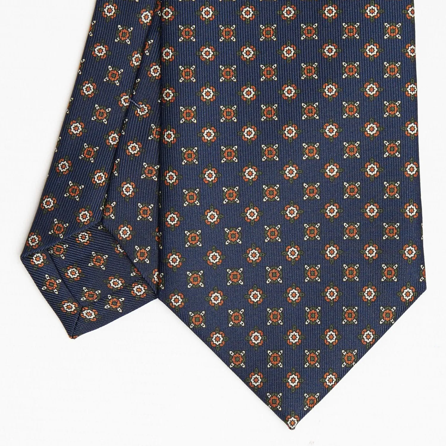Dark Blue Sartorial Classic Silk Tie Large Flower Pattern>E.Marinella Hot