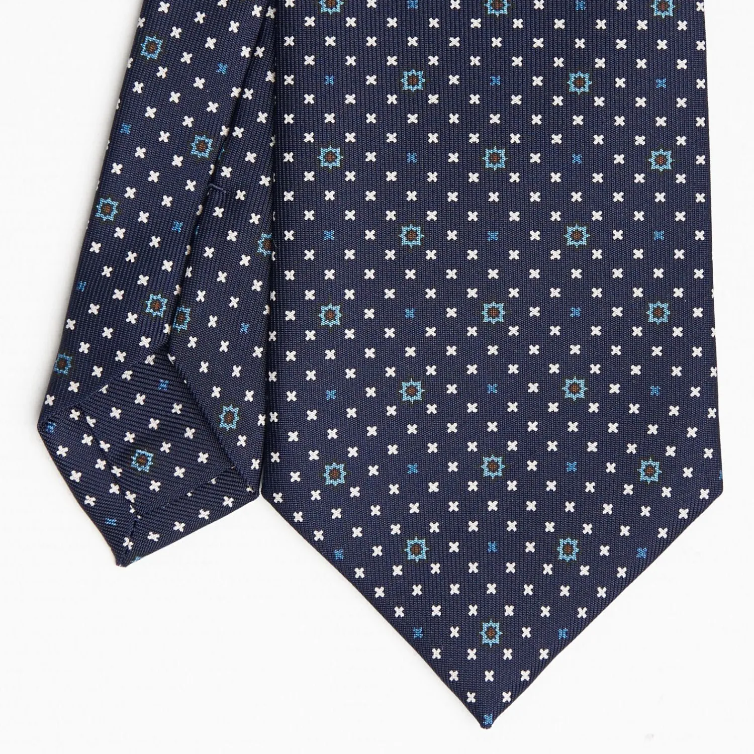 Dark Blue Sartorial Classic Silk Tie Small Flower Pattern>E.Marinella Store