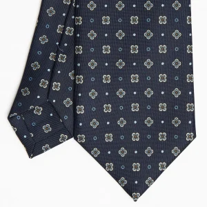 Dark Blue Sartorial Classic Silk Tie Large Flower Pattern>E.Marinella Best Sale