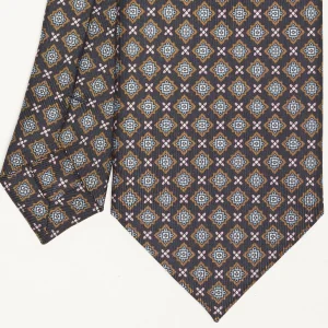 Dark Blue Sartorial Classic Silk Tie Large Flower Pattern>E.Marinella Online