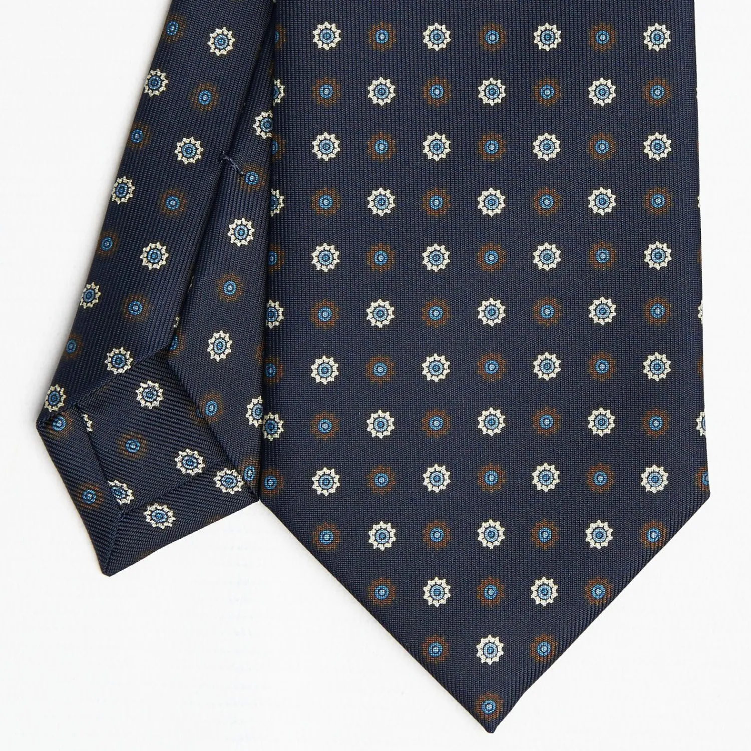 Dark Blue Sartorial Classic Silk Tie Large Flower Pattern>E.Marinella Shop
