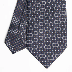 Dark Blue Sartorial Classic Silk Tie - Small Flower Pattern>E.Marinella Flash Sale