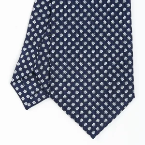 Dark Blue Sartorial Classic Silk Tie - Small Flower Pattern>E.Marinella New