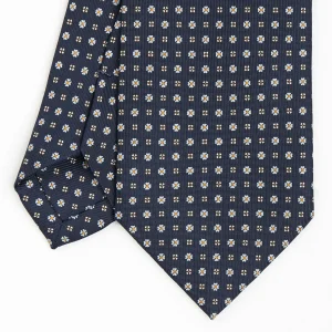 Dark Blue Sartorial Classic Silk Tie - Small Flower Pattern>E.Marinella Cheap