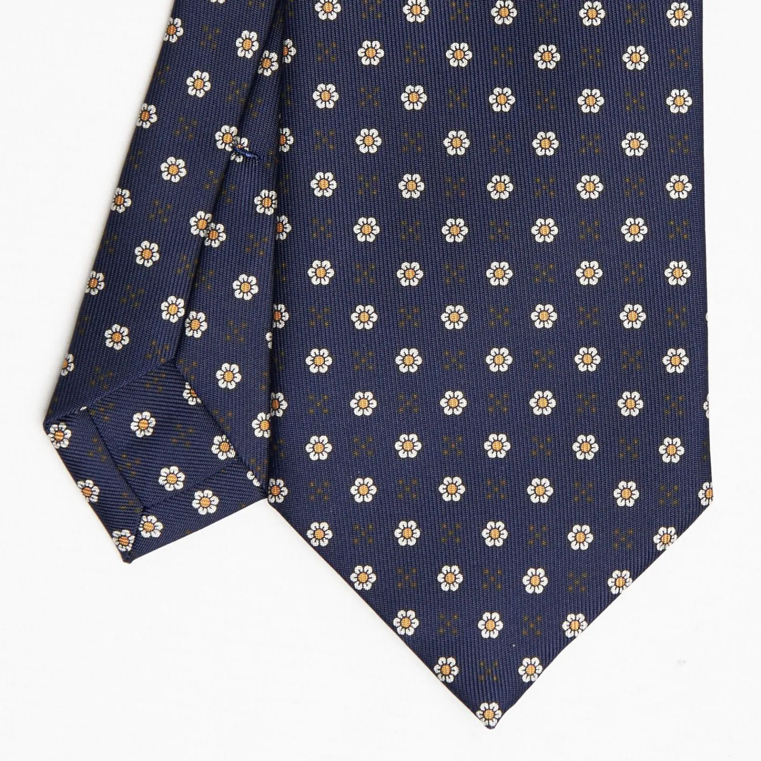 Dark Blue Sartorial Classic Silk Tie - Small Flower Pattern>E.Marinella Sale