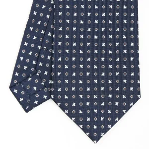 Dark Blue Sartorial Classic Silk Tie - Small Flower Designs>E.Marinella Cheap