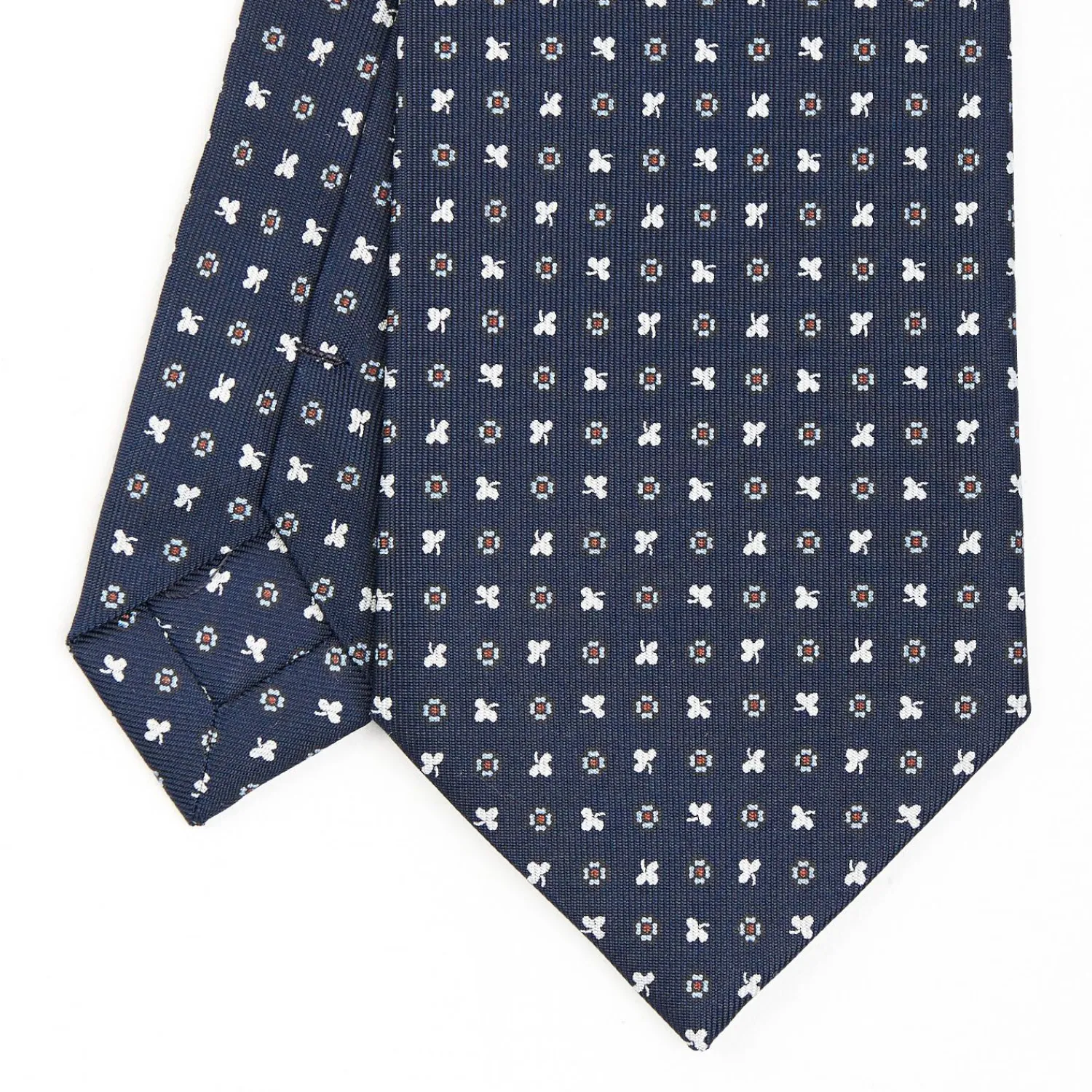 Dark Blue Sartorial Classic Silk Tie - Small Flower Designs>E.Marinella Cheap