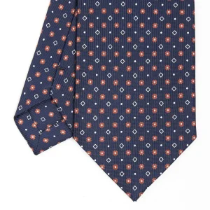 Dark Blue Sartorial Classic Silk Tie - Small Flower Designs>E.Marinella Outlet