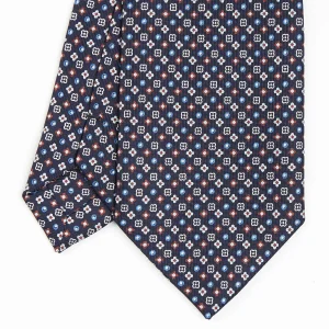 Dark Blue Sartorial Classic Silk Tie - Small Flower Designs>E.Marinella Clearance