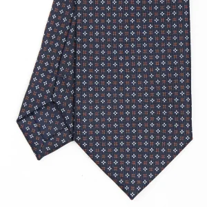 Dark Blue Sartorial Classic Silk Tie - Small Flower Designs>E.Marinella Cheap