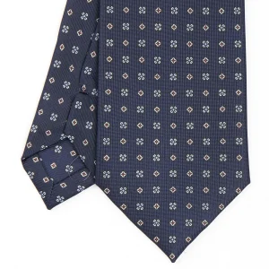 Dark Blue Sartorial Classic Silk Tie - Small Flower Designs>E.Marinella Best