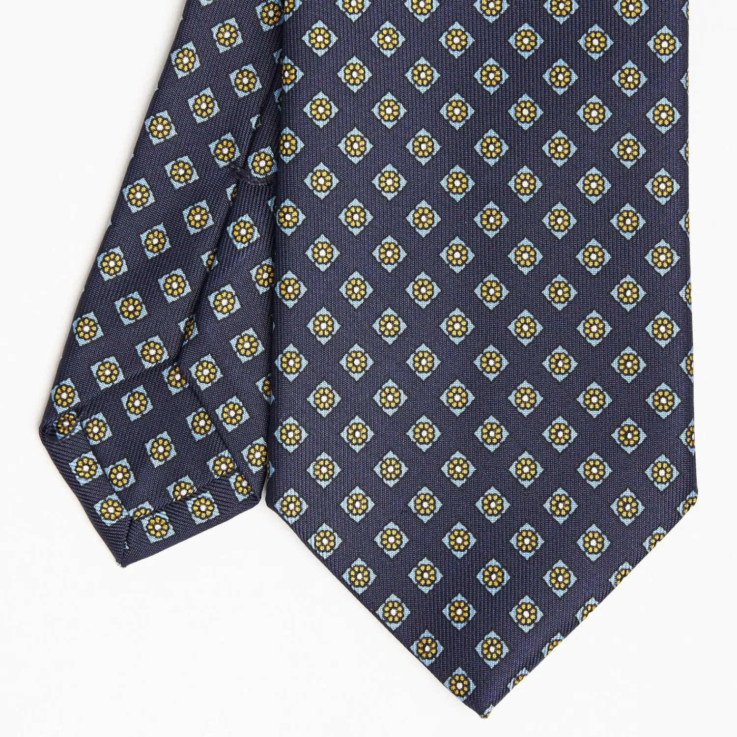 Dark Blue Sartorial Classic Silk Tie Large Flower Pattern>E.Marinella Shop