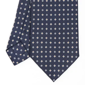 Dark Blue Sartorial Classic Silk Tie - Small Flower Designs>E.Marinella Clearance