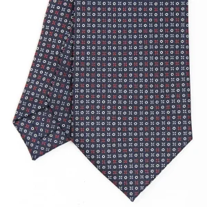 Dark Blue Sartorial Classic Silk Tie - Small Flower Designs>E.Marinella Flash Sale