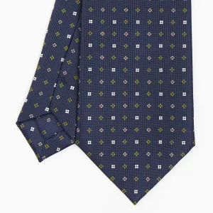 Dark Blue Sartorial Classic Silk Tie - Small Flower Pattern>E.Marinella Fashion