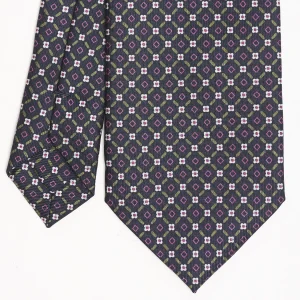 Dark Blue Sartorial Classic Silk Tie Small Flower Pattern>E.Marinella Best Sale